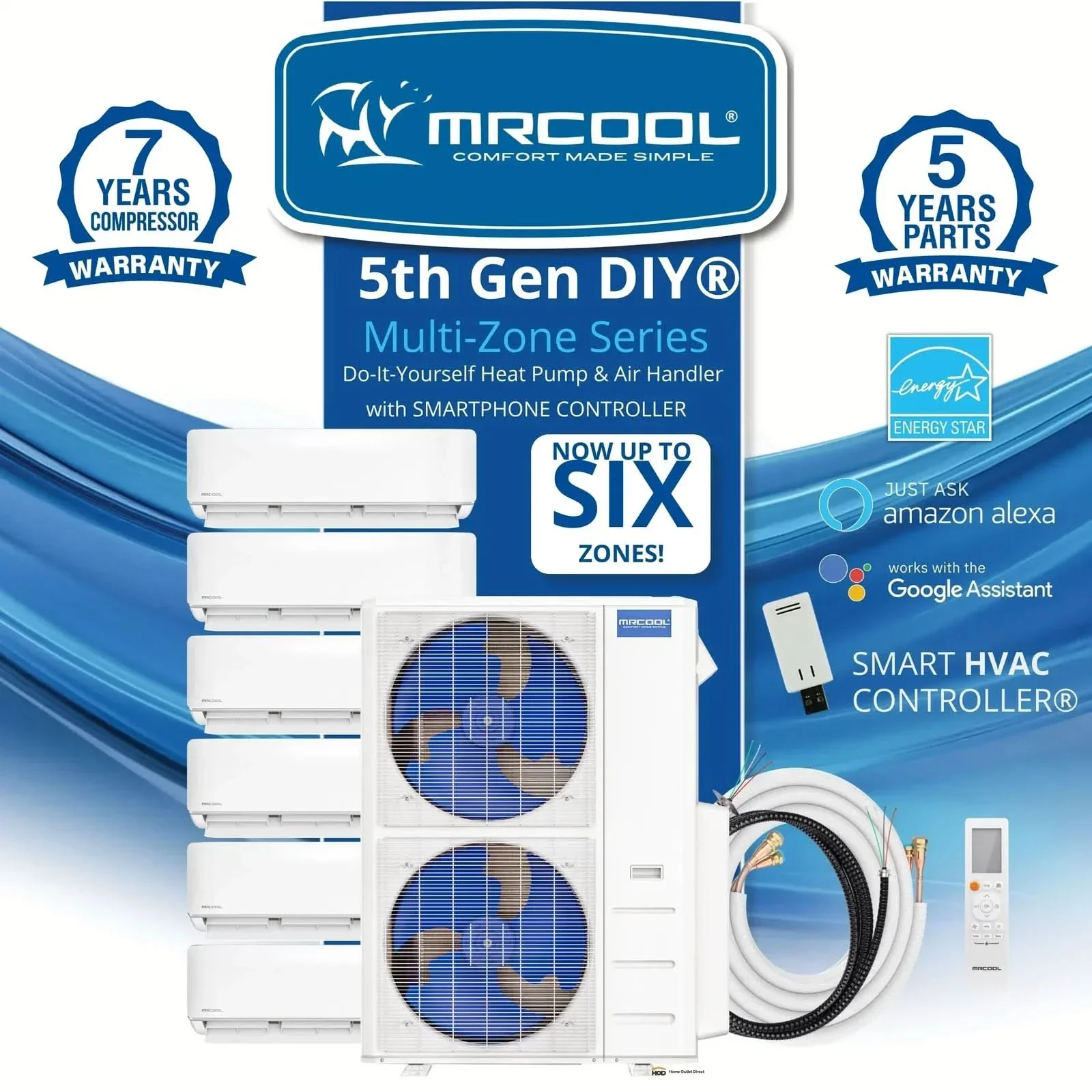 MRCOOL DIY 5th Gen Multi-Zone 6-Zone 55,000 BTU 22 SEER2 (6K + 6K + 6K + 9K + 9K + 9K) Ductless Mini-Split Air Conditioner and Heat Pump - Image 12